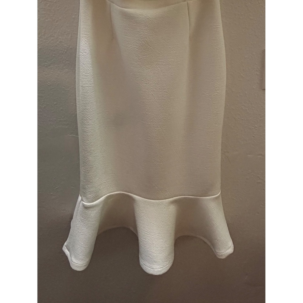 Ivory Womens 10 Off Shoulder Midi Dress White Ruffle Hem Cocktail Wedding Guest - Picture 10 of 12